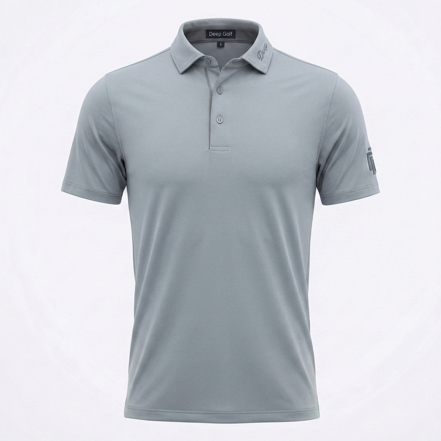 Deep Golf Flight Deck Polo in Titanium grey, front view