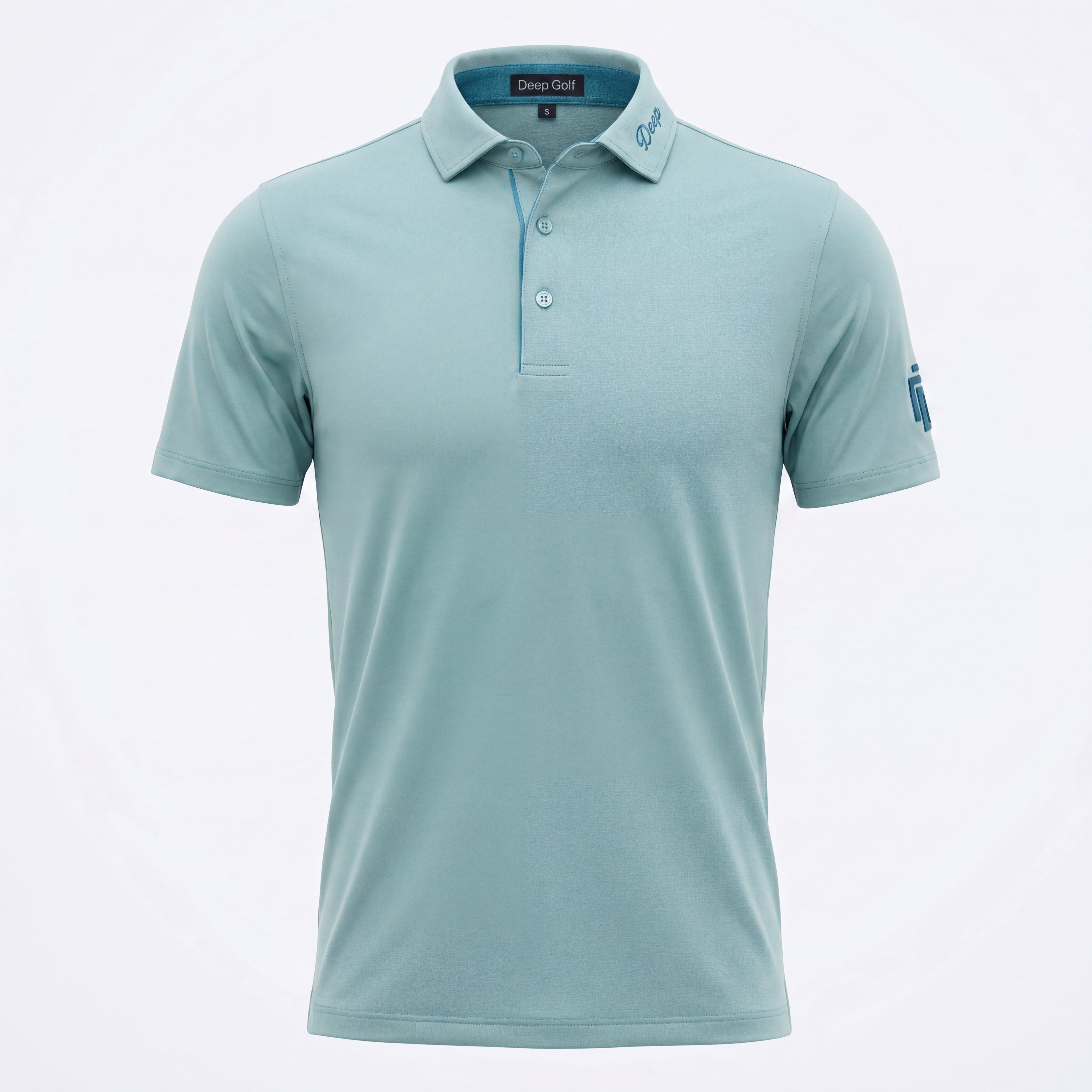 Deep Golf Flight Deck Polo in Horizon teal, front view