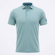 Deep Golf Flight Deck Polo in Horizon teal, front view